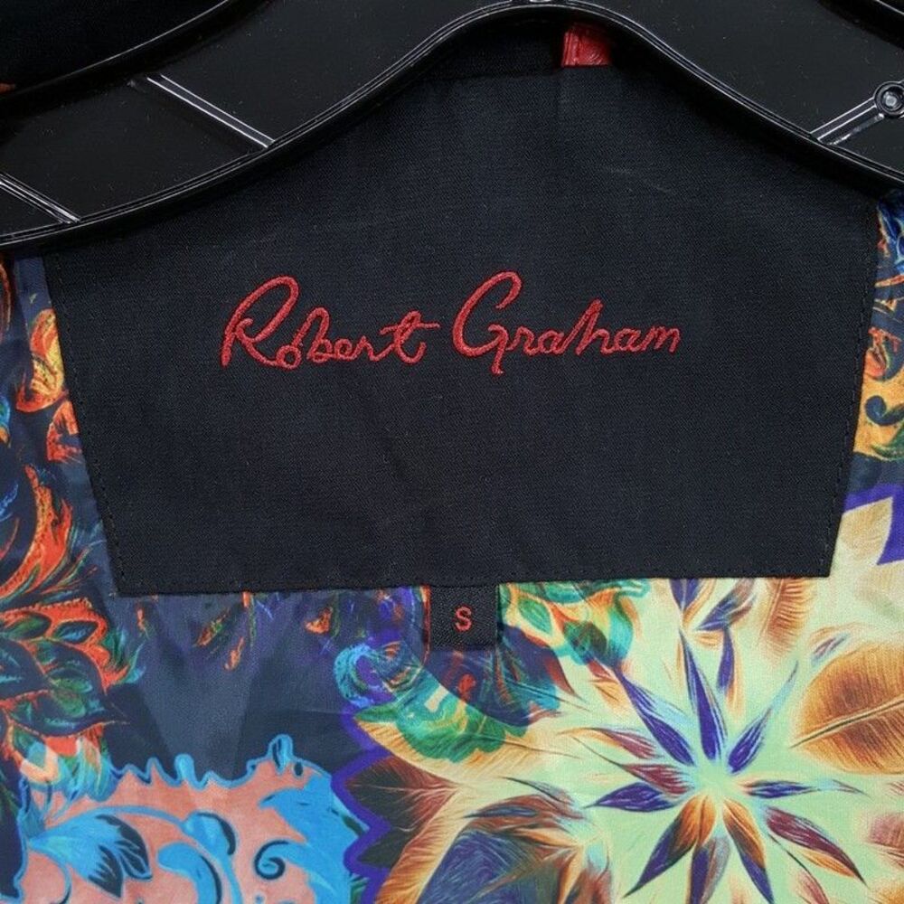 Robert Graham Jacket Mens Small Black Zip Up Lightweight Peached Stand Collar - Picture 3 of 9